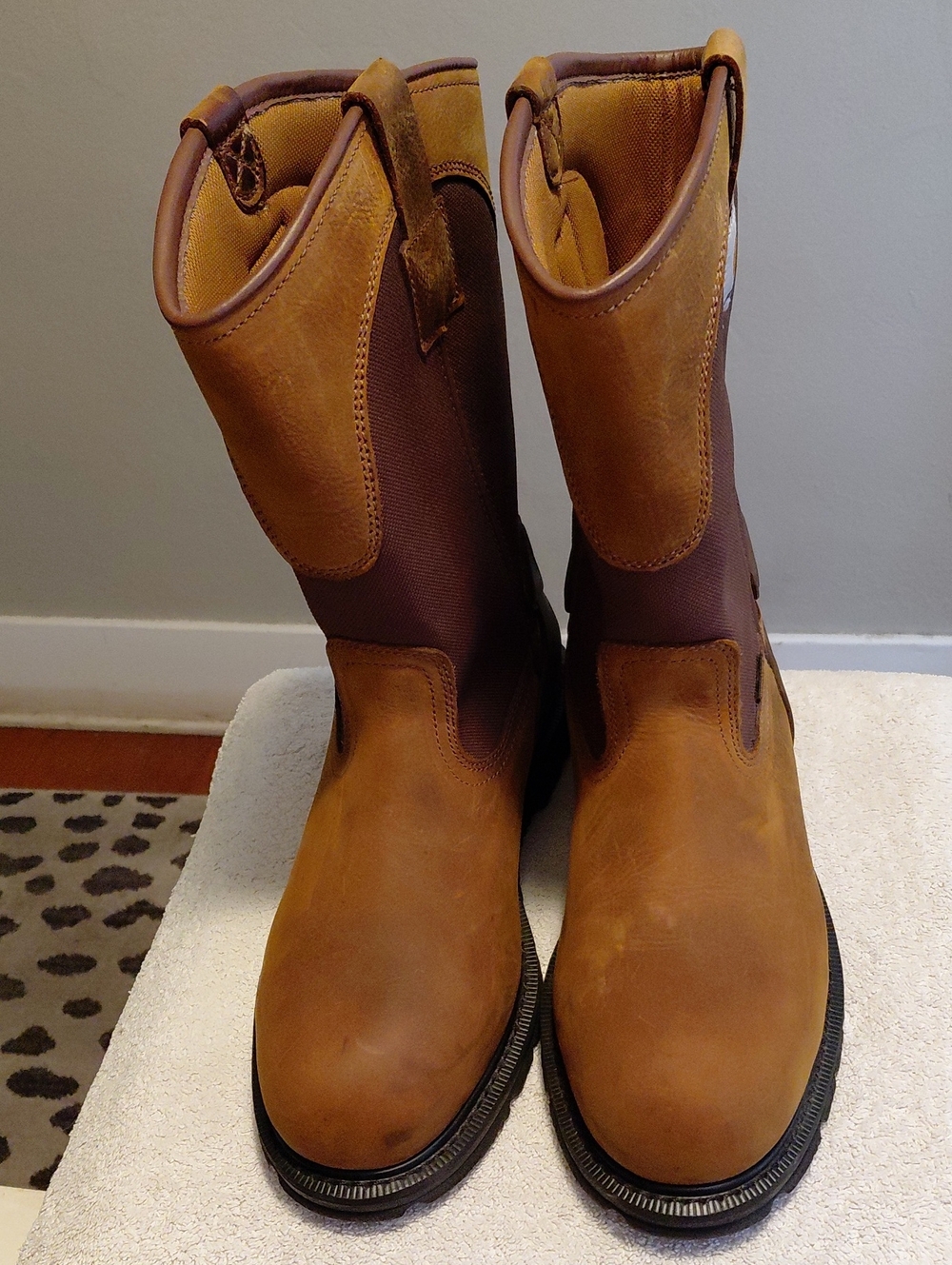 Men's Tan Western Work Boots - Classic Pull-On Style